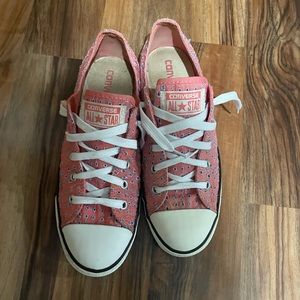 Pink Converse All Stars with purple eyelets GUC